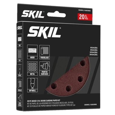 SKIL Mixed 5 in Round Sanding Paper Kit 20pc