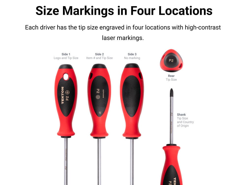 Tekton Phillips Screwdriver Set - 4 Inch Shanks 4 Piece #0 - #3, large image number 4
