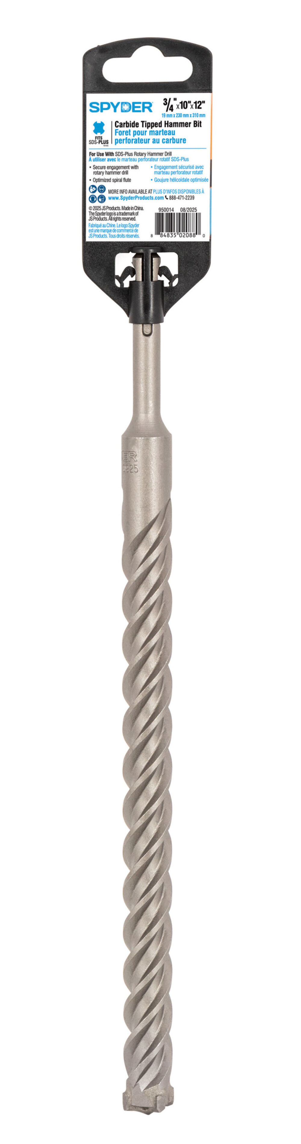 Spyder 3/4 Inch x 12 Inch SDS-Plus 4-Cutter Carbide-Tip Hammer Drill Bit, large image number 9