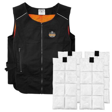 Ergodyne Chill Its 6260 Lightweight Phase Changing Cooling Vest with Rechargeable Ice Packs, Black, L/XL