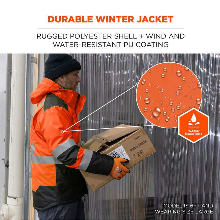 Ergodyne 8390 Orange Class 3 Hi-Vis Jacket with ampliFIRE Lining, large image number 2