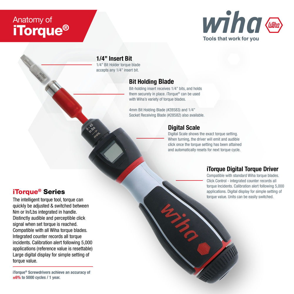 Wiha iTorque 60-210 Inch/Oz. with 1/4 Inch Blade Adapter, large image number 2