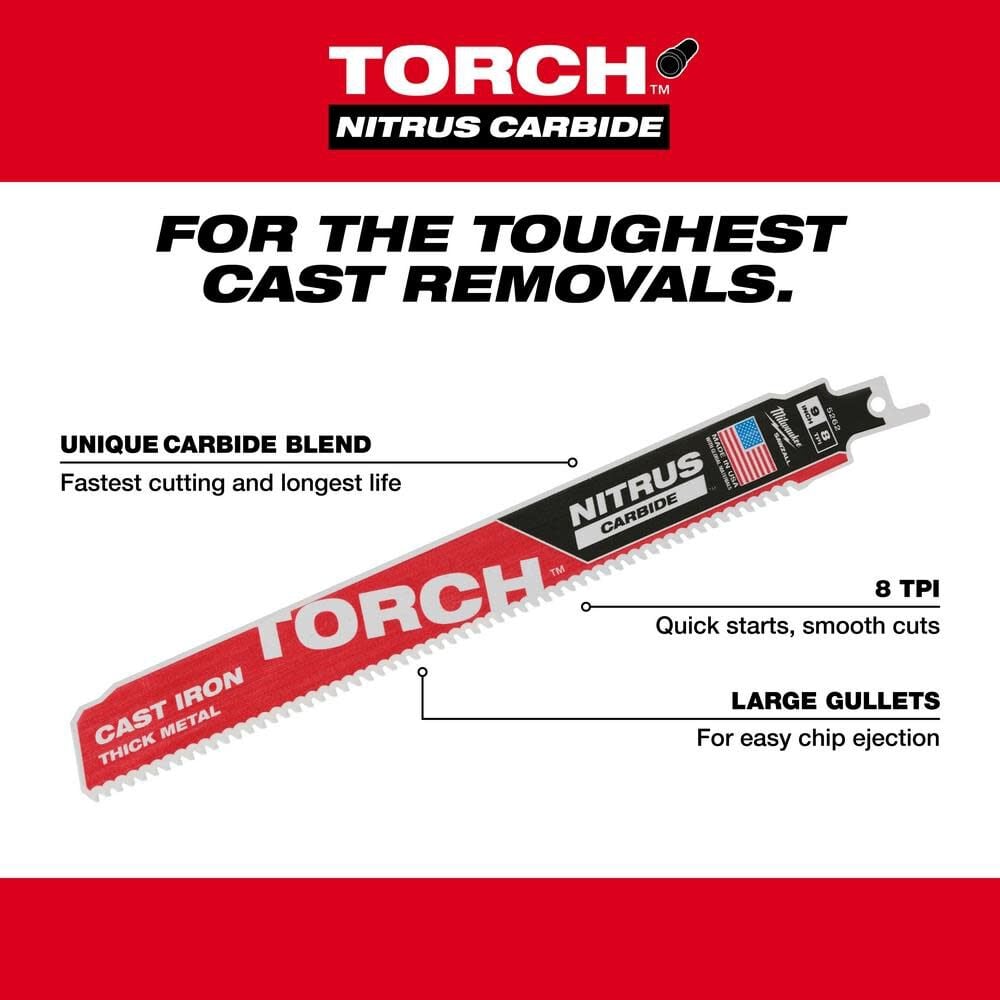 Milwaukee 12inch 7tpi The Torch For Cast Iron With Nitrus Carbide 5pk 48 00 5563 - Image 4