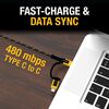 DEWALT 6 Ft. Black/Yellow 4-in-1 Type C/Micro USB/USB Charger Cable, small image number 4
