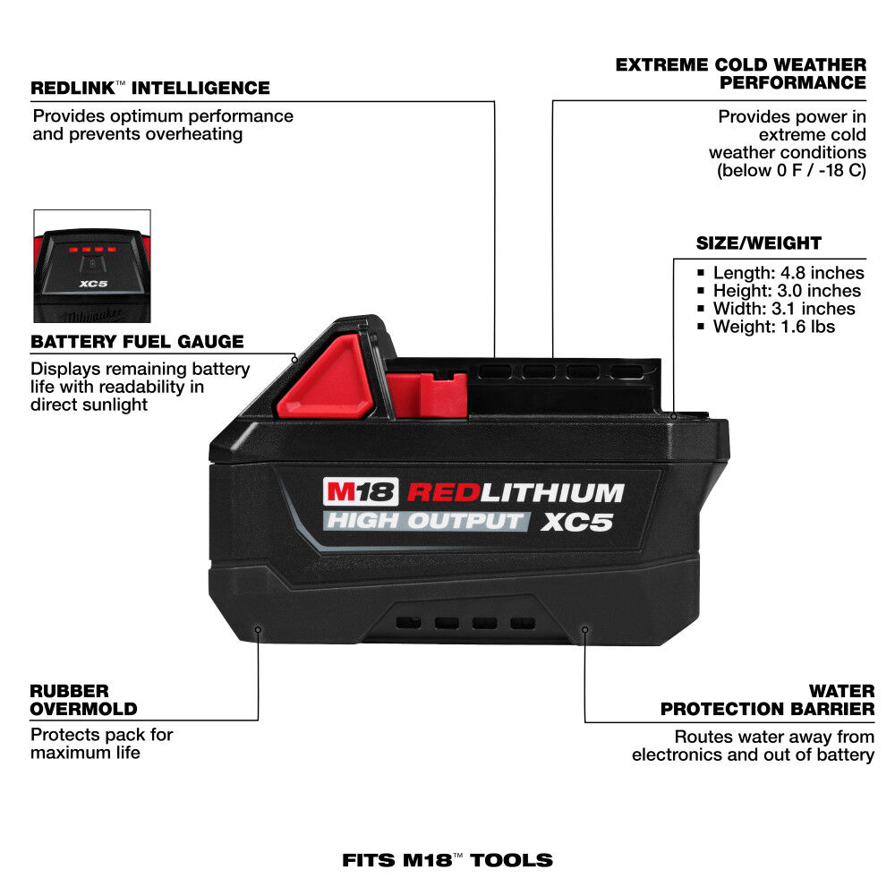 Milwaukee M18 FORCE LOGIC 600 MCM Crimper with 350 MCM AL Dies & M18 HIGH OUTPUT XC5 Battery, large image number 3