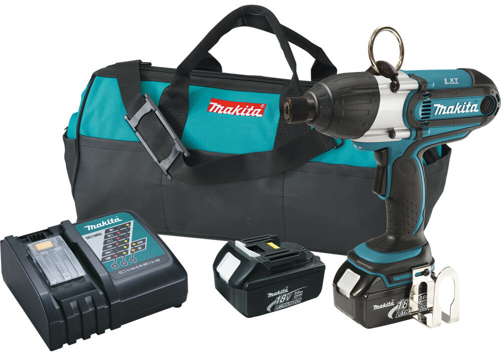Makita 18V LXT 3 Ah 7/16 Inch Hex Lithium Ion QC Impact Wrench Kit - XWT01