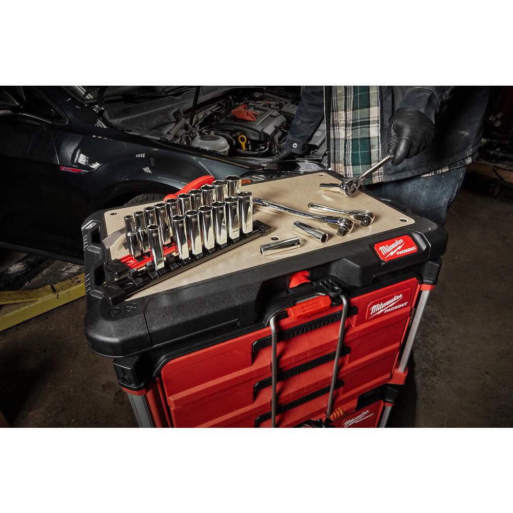 Milwaukee 10pc 3/8 in. Metric Deep Well Sockets with FOUR FLAT Sides, large image number 6
