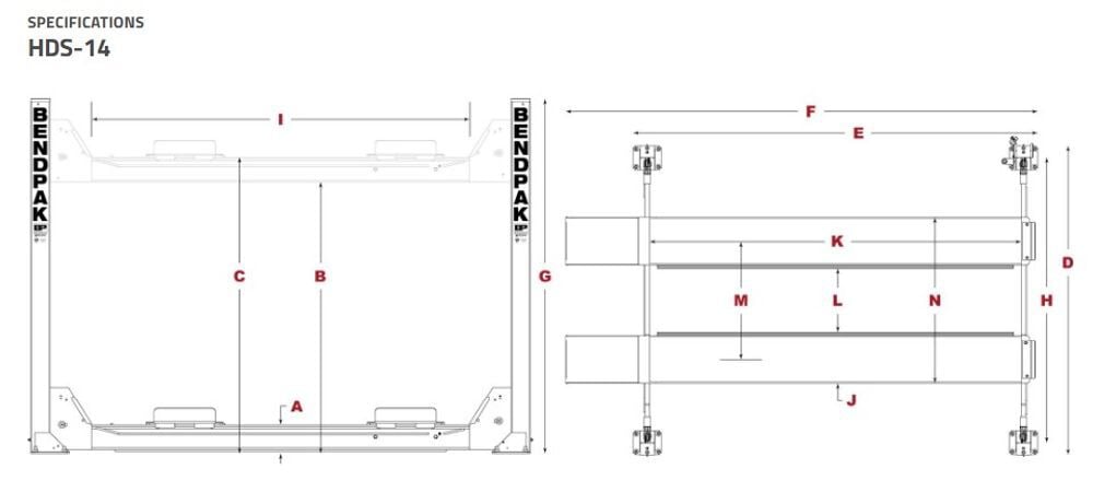 Bendpak HDS-14 14000 lb Capacity / Four-Post Lift / Standard Length, large image number 2