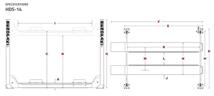Bendpak HDS-14 14000 lb Capacity / Four-Post Lift / Standard Length, large image number 1