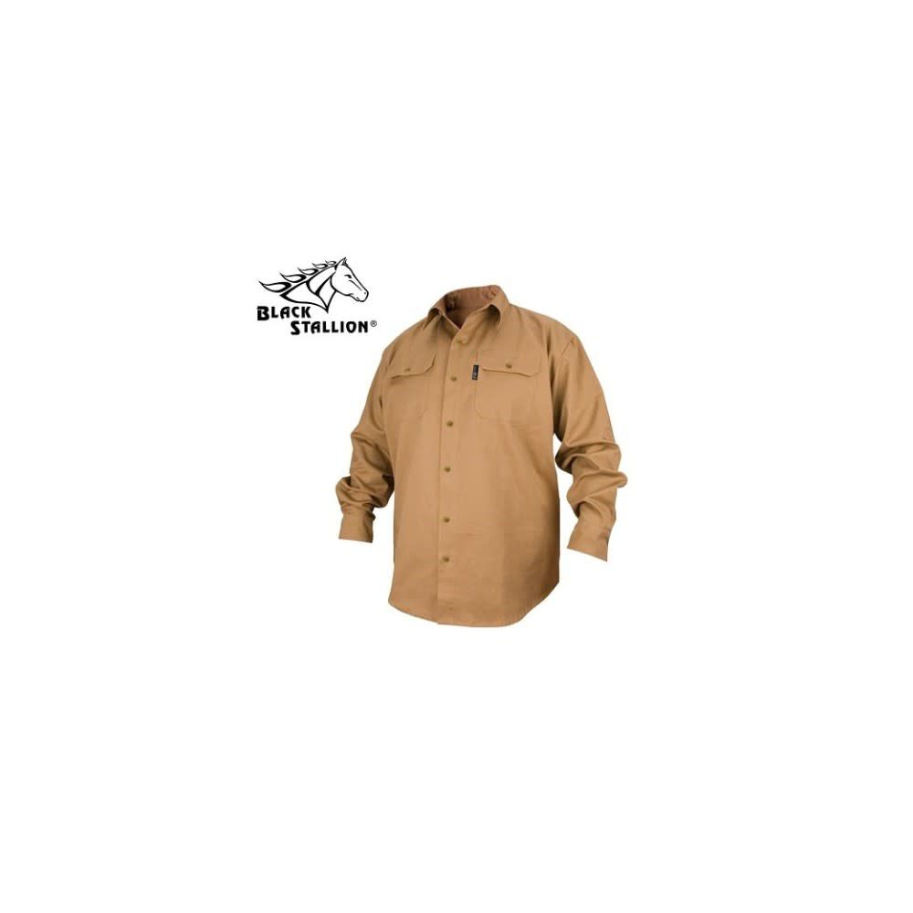 Black Stallion 7oz Khaki FR Cotton Work Shirt Medium FS7 KHK M