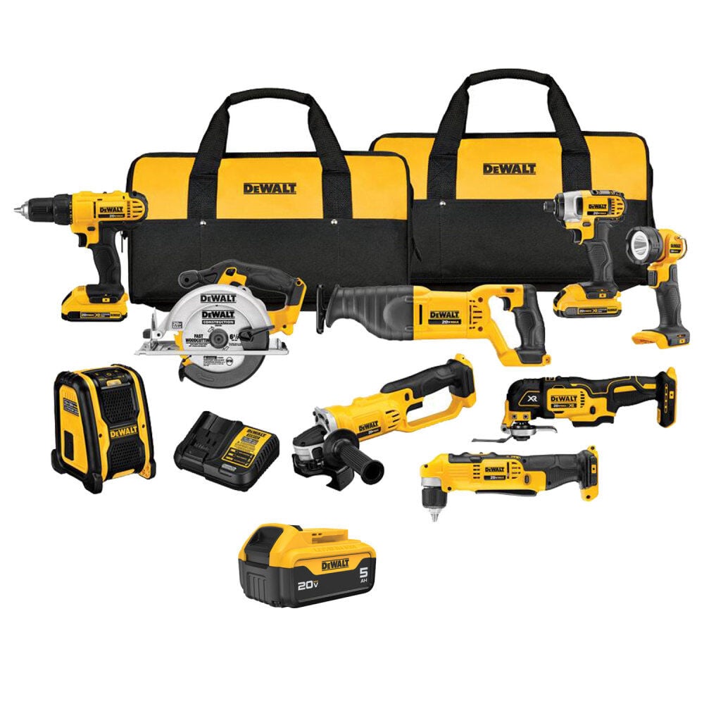 DEWALT 20V Max 9-Tool Combo Kit with Extra 5.0Ah Lithium Ion Battery – DCK940D2DCB205