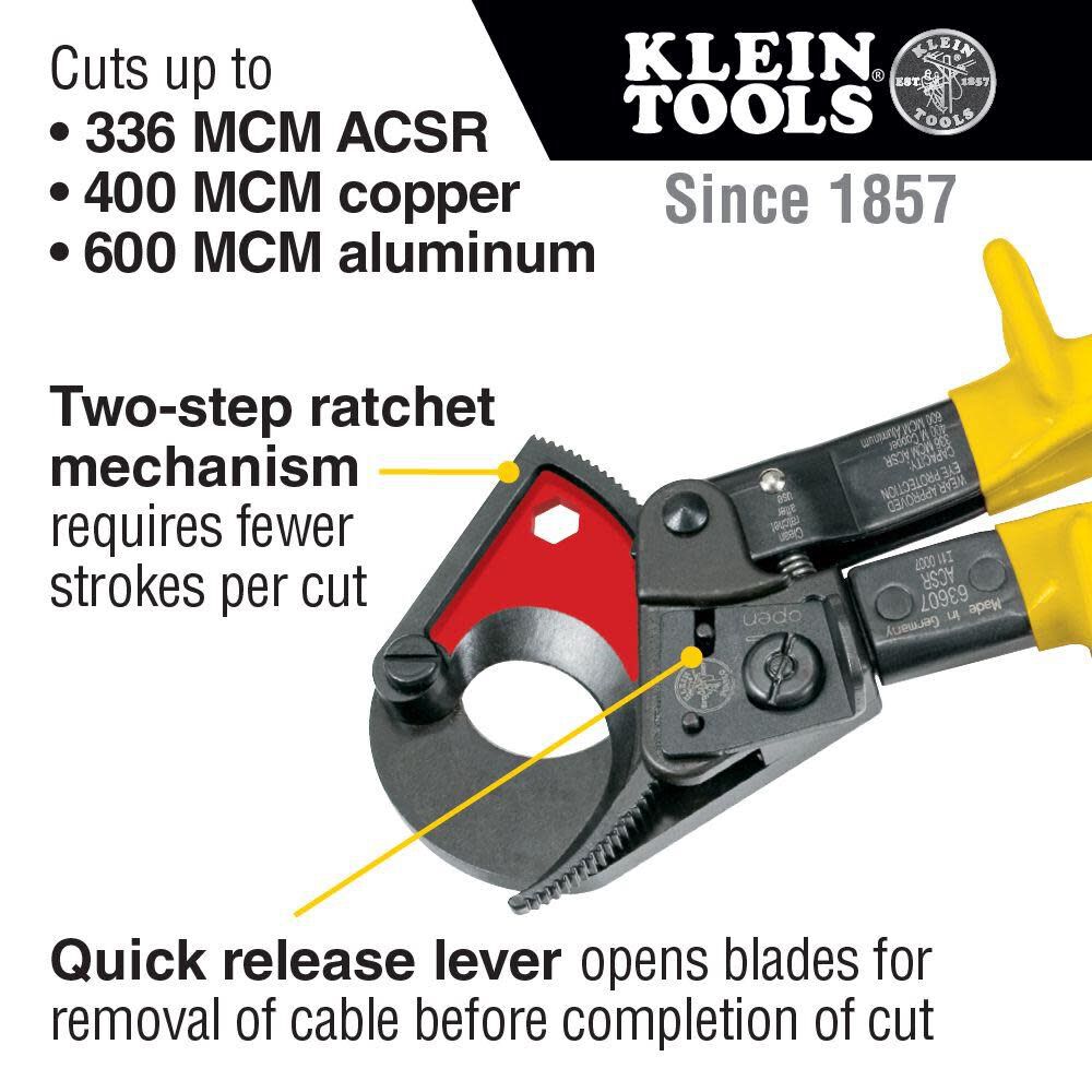 Klein Tools Ratcheting ACSR Cable Cutter, large image number 2