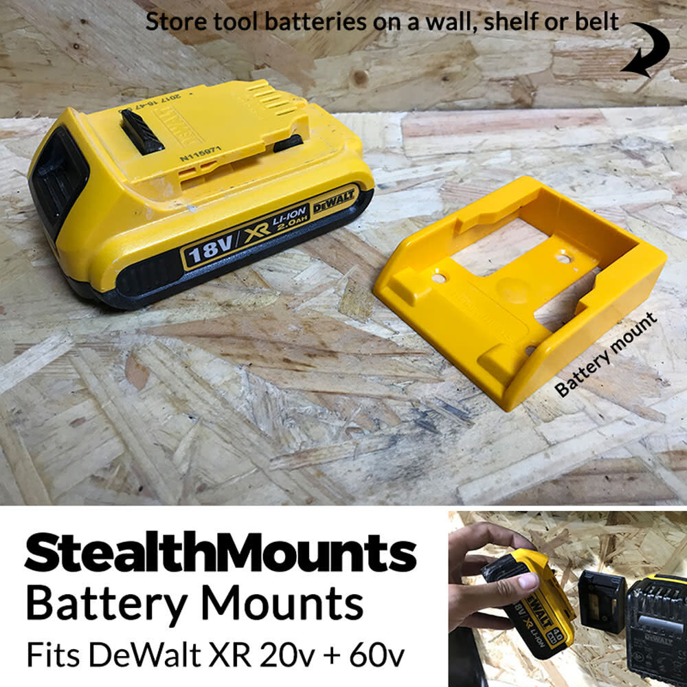 Stealthmounts Battery Mount DEWALT XR 20V 60V Yellow 6pk BM DW20