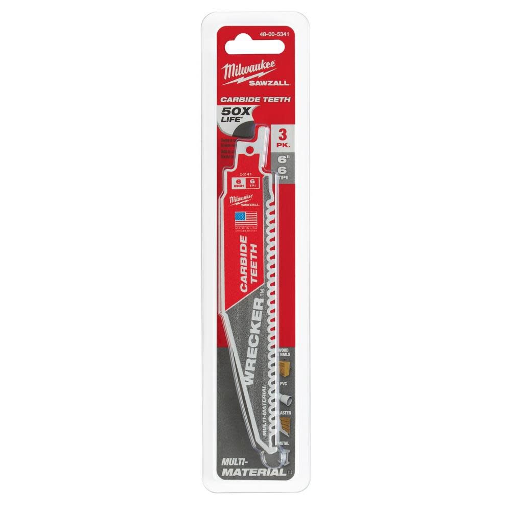 Milwaukee 6inch 6 TPI THE WRECKER with Carbide Teeth SAWZALL Blade 3PK, large image number 11