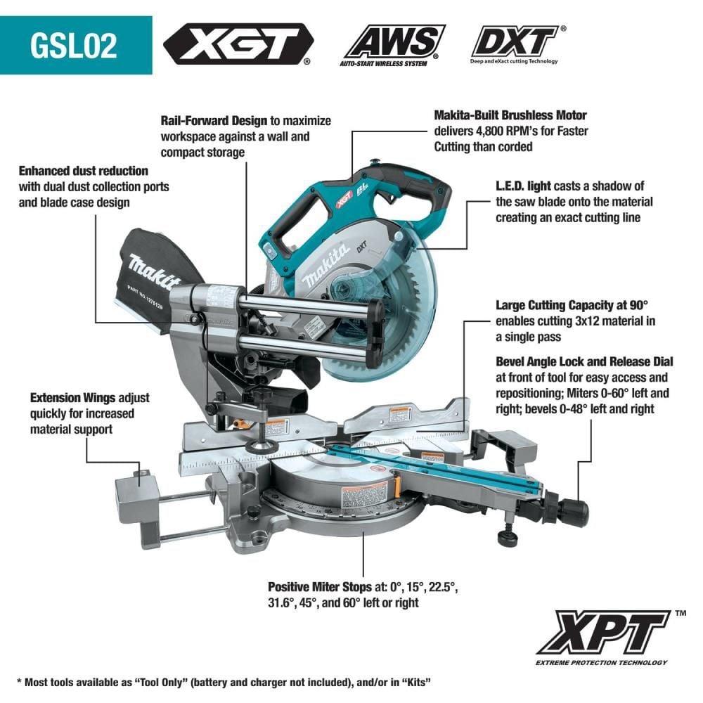 Makita 40V max XGT Miter Saw 8 1/2in (Bare Tool), large image number 7