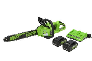 Greenworks 48V 16in Cordless Chainsaw with 4Ah Battery 2pk & Rapid Charger
