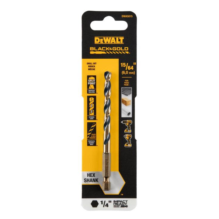 DEWALT 15/64in BLACK & GOLD Impact Ready METAL DRILL BIT, large image number 1