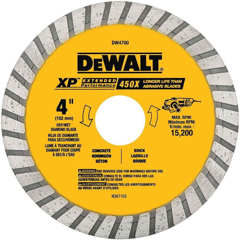 DEWALT 4 Inch XP Turbo Rim Diamond Blade for Stone and Masonry – DW4700
