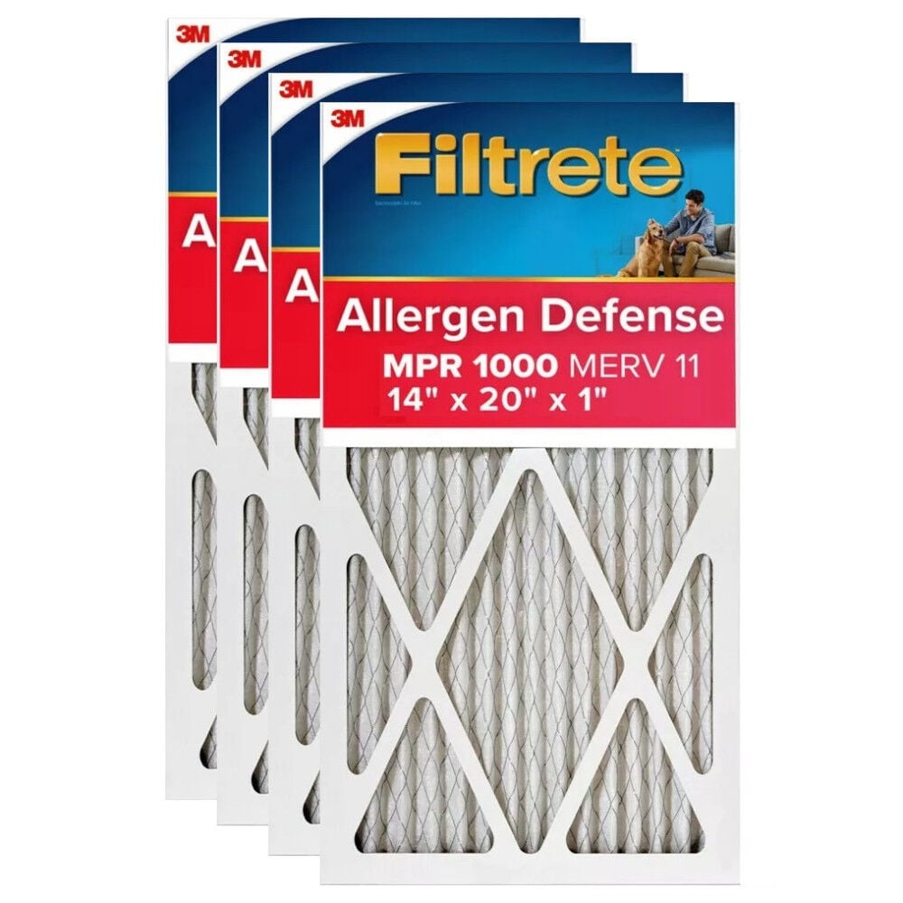 3M 14 Inch x 20 Inch 1000 MPR MERV 11 Allergen Air Filter – 4 Pack – 49100-4 Pack