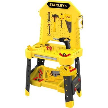 Stanley Jr Plastic Kid Workbench & Power Drill Tool Set 140pc