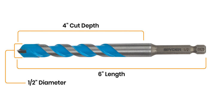 Spyder 1/2 Inch x 6 Inch Carbide-Tipped Masonry Drill Bit for Concrete Screws, large image number 5