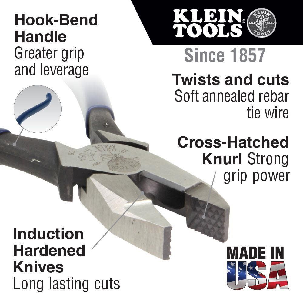 Klein Tools Rebar Work Pliers Plastic Dipped, large image number 2
