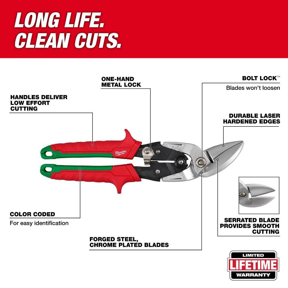 Milwaukee Right Cutting Offset Aviation Snips, large image number 3