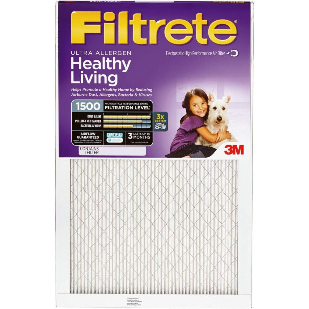 3M 12 Inch x 20 Inch 1500 MPR MERV 12 Allergen Air Filter – 1 Pack – 4186748