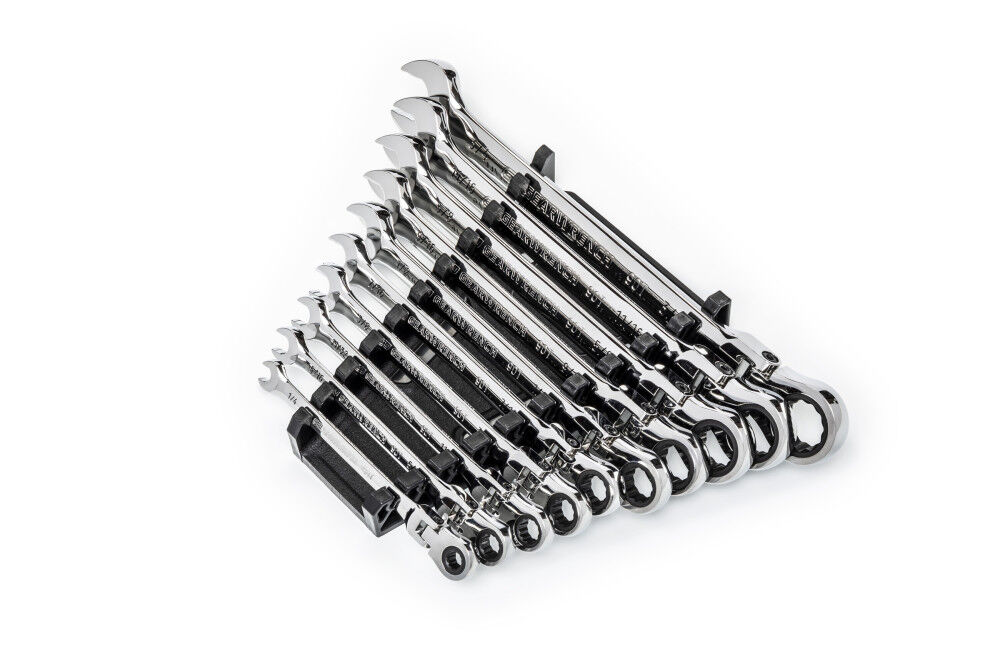GEARWRENCH 10 Pc. 90T 12 Point Flex Head Ratcheting Combination SAE Wrench Set, large image number 10