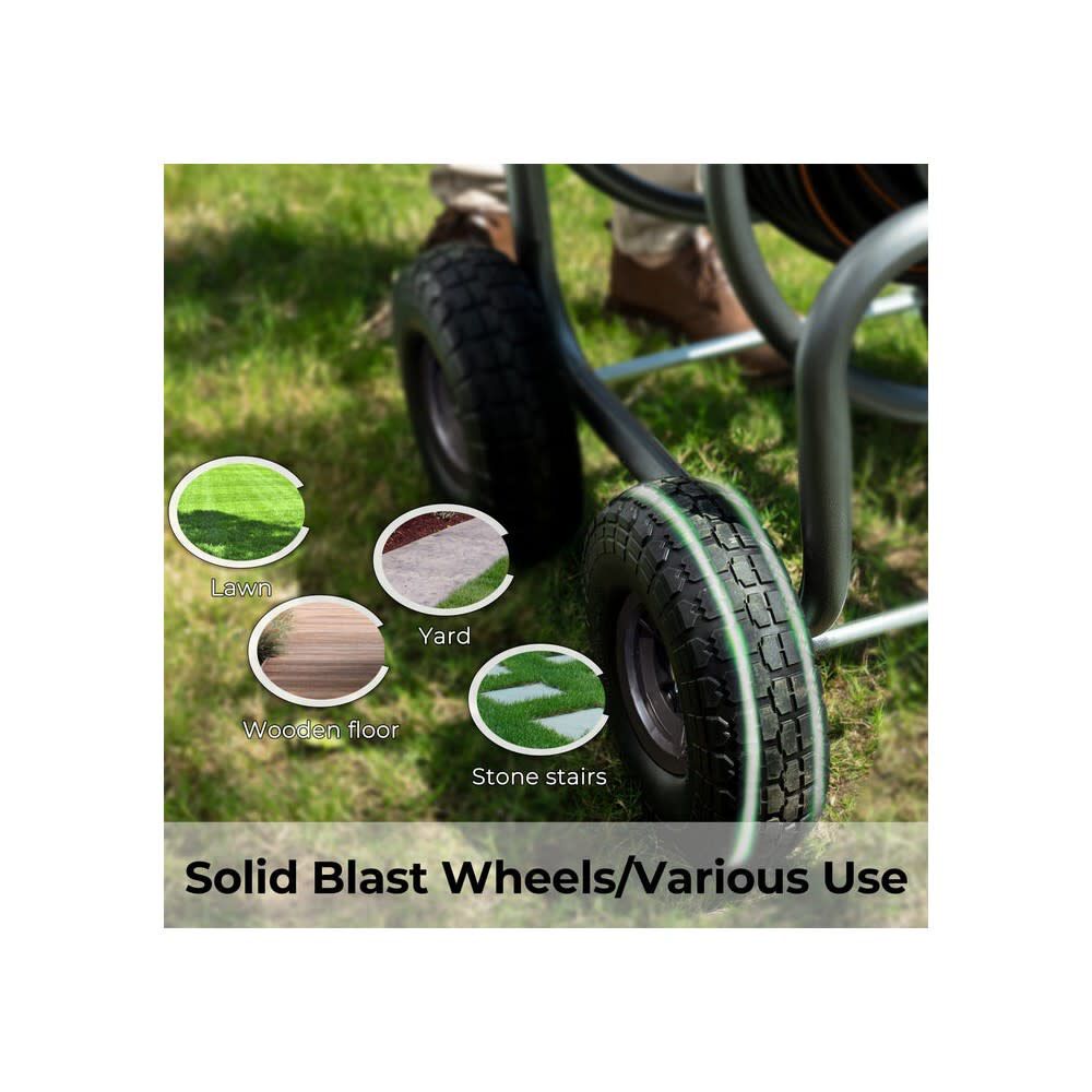 Giraffe Tools Hand Powered Industrial Hose Reel Cart with 4 Wheels, large image number 4