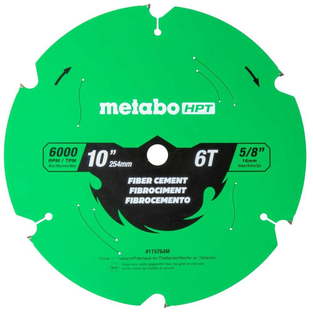 Metabo HPT Fiber Cement 10 Inch 6-Tooth Saw Blade, large image number 1