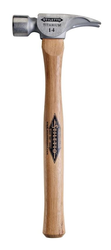 Stiletto 14 oz Titanium Smooth Face Hammer with 18 in. Straight Hickory Handle