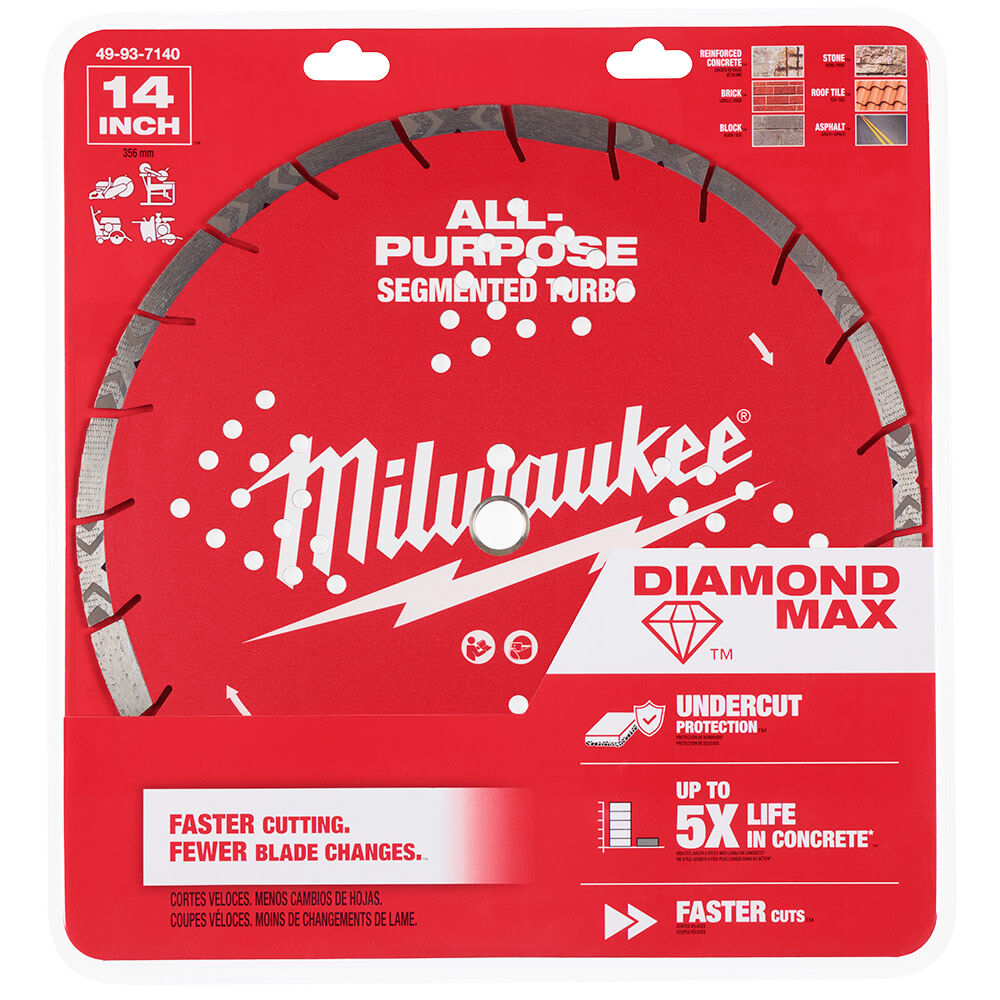 Milwaukee DIAMOND MAX 14 Inch Segmented Turbo Rim Diamond Blade for Reinforced Concrete, Stone, and Asphalt, large image number 9