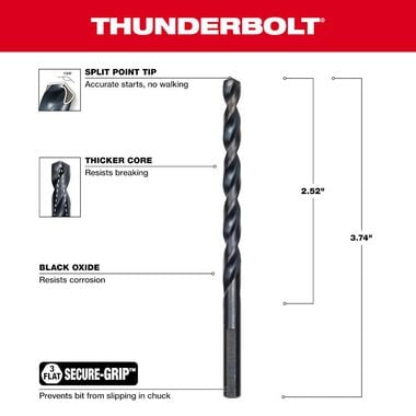 Milwaukee 7/32 In. Thunderbolt Black Oxide Drill Bit, large image number 2