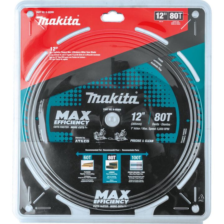 Makita 12in 80T Carbide-Tipped Max Efficiency Miter Saw Blade, large image number 6