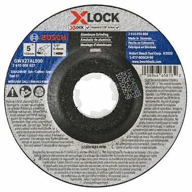 Bosch Metal Grinding Abrasive Wheel 5in x .1/4in X LOCK Arbor Type 27 24 Grit