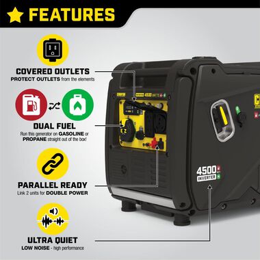 Champion Power Equipment Inverter Generator Portable Dual Fuel with Quiet Technology 4500 Watt, large image number 4