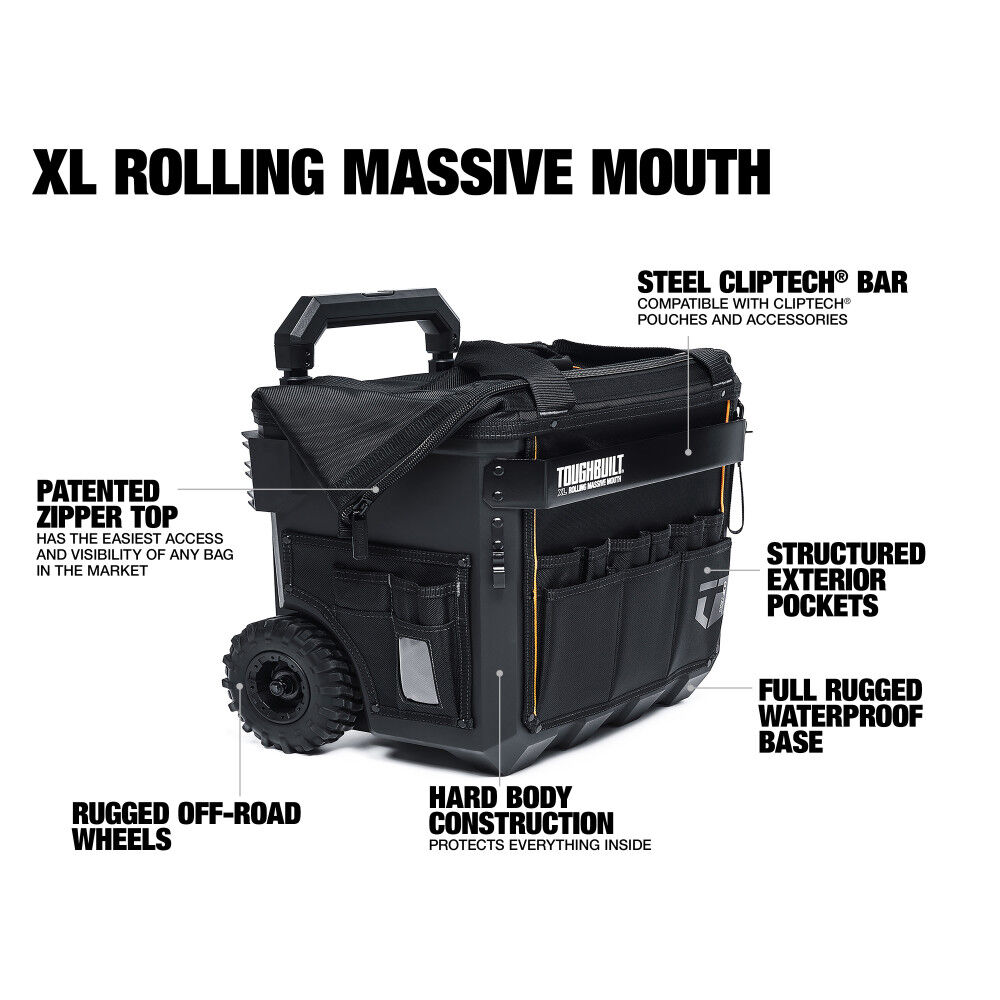 Toughbuilt X-Large Rolling Tool Bag Massive Mouth, large image number 2