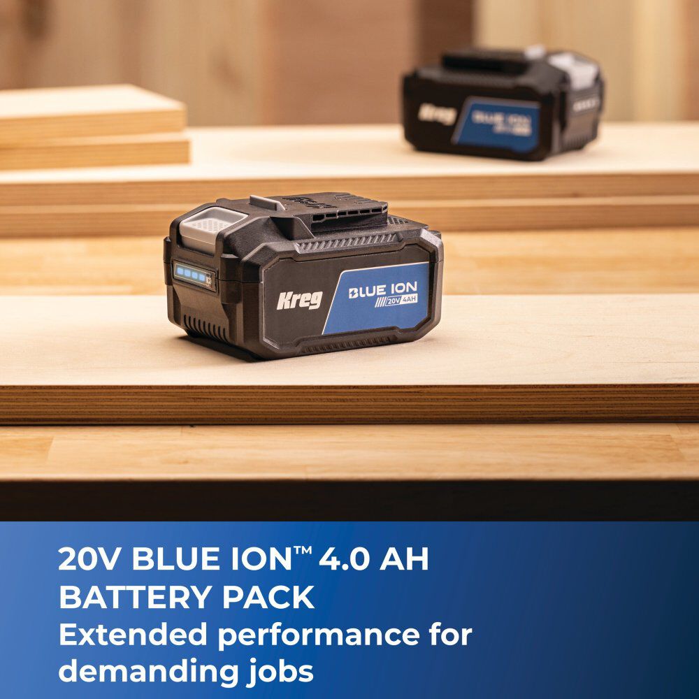Kreg Blue Ion 20V 4.0 Ah and 2.0 Ah Lithium Ion Battery Pack and Fast Charger Bundle, large image number 5