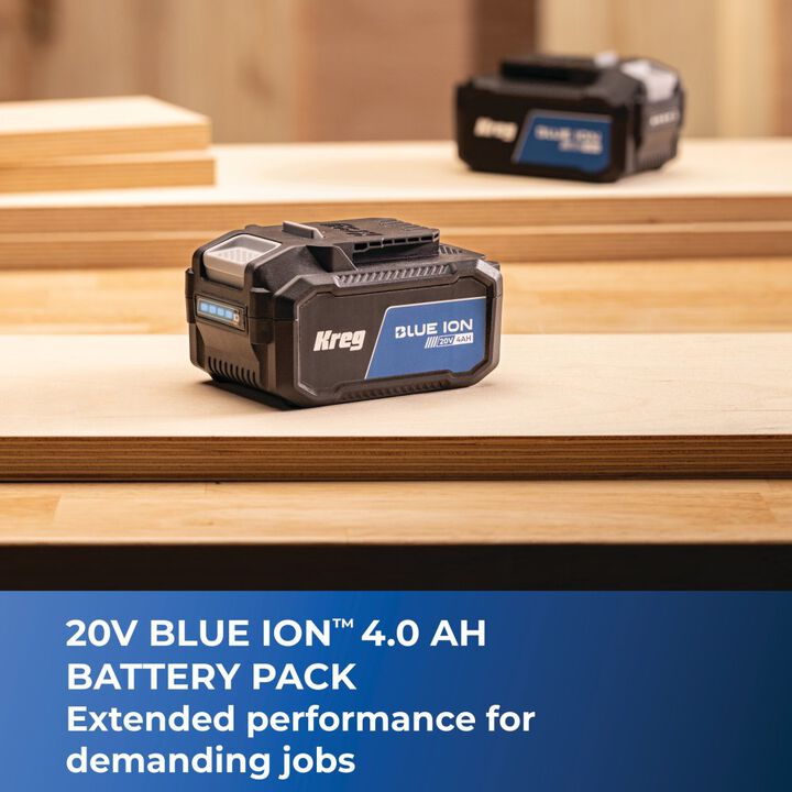 Kreg Blue Ion 20V 4.0 Ah and 2.0 Ah Lithium Ion Battery Pack and Fast Charger Bundle, large image number 4