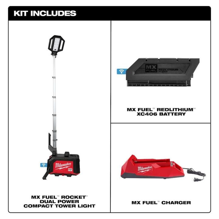 Milwaukee MX FUEL ROCKET Dual Power Compact Tower Light Kit, large image number 9
