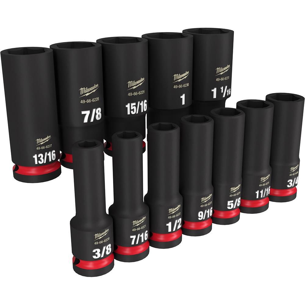 Milwaukee Impact Socket 1/2in Drive SAE 6 Point 12pc, large image number 4