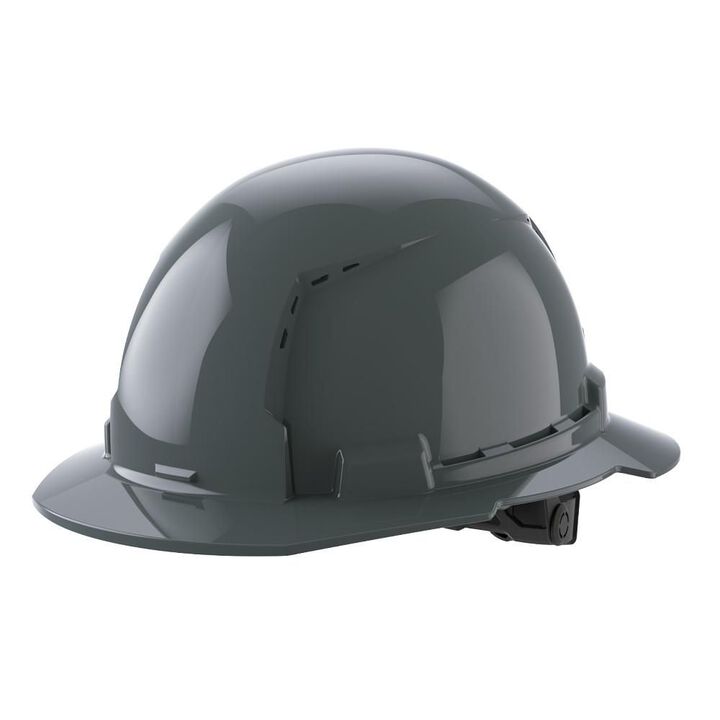 Milwaukee White Full Brim Vented Hard Hat with 6pt Ratcheting Suspension Type 1 Class C Gray