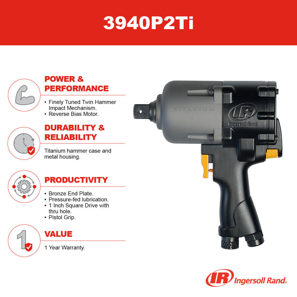 Ingersoll Rand 1 Inch Pistol Grip Air Impact Wrench 2750 Ft-Lb, large image number 3