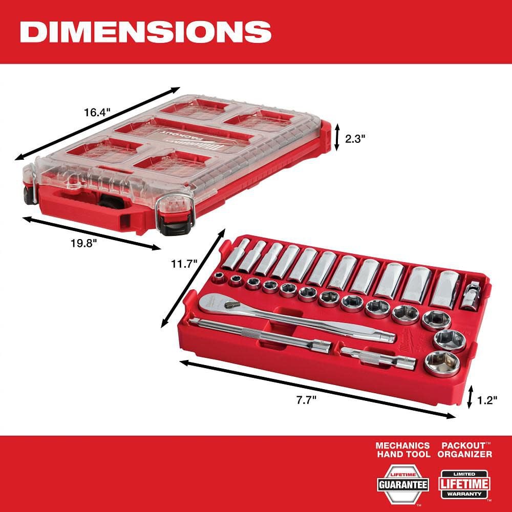 Milwaukee 3/8in 28 Pc Ratchet & Socket Set with PACKOUT Organizer, large image number 5