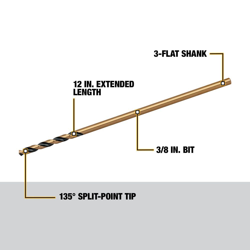 DEWALT 3/8 Inch x 12 Inch Long Drill Bit, large image number 2