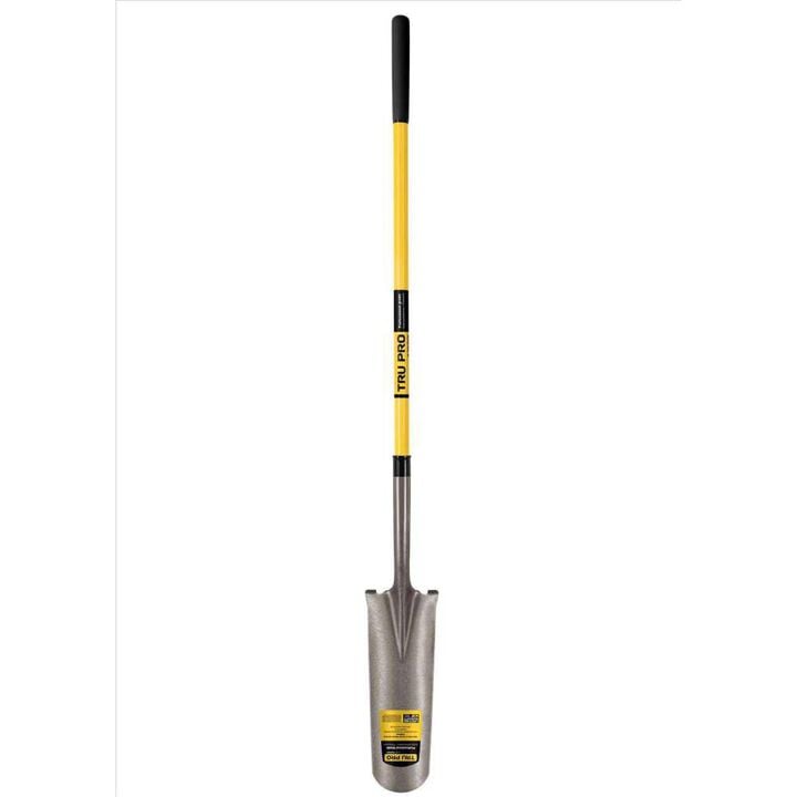 Truper Tru Pro 65 Inch Length Steel Round Drain Spade with Fiberglass Handle