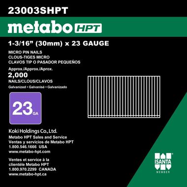Metabo HPT 1-3/16 Inch 23 Gauge Micro Pin Nail 2000 Count | 23003SHPT, large image number 2