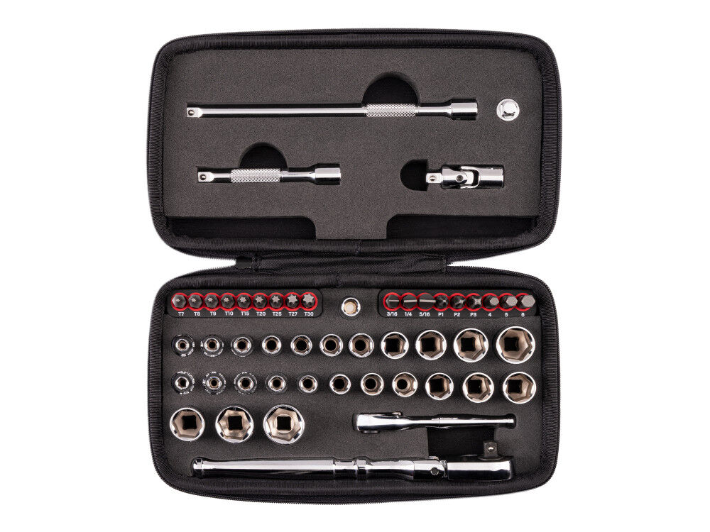 Tekton 1/4 Inch Small Engine Repair Kit, Flex Head Ratchet, Case, 50 Pieces, large image number 2