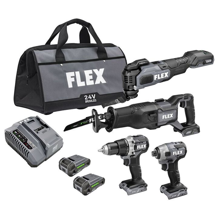 FLEX Reciprocating Saw Oscillating Multi-Tool Drill and Impact Driver Combo Kit